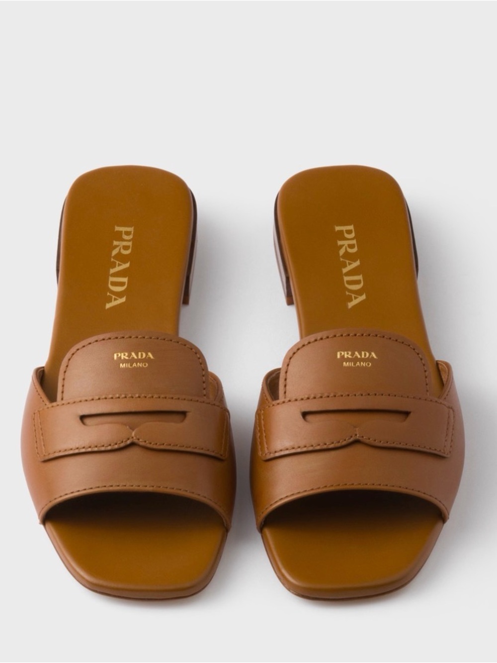 Prada Tan Leather Slide Mules (Authentic)